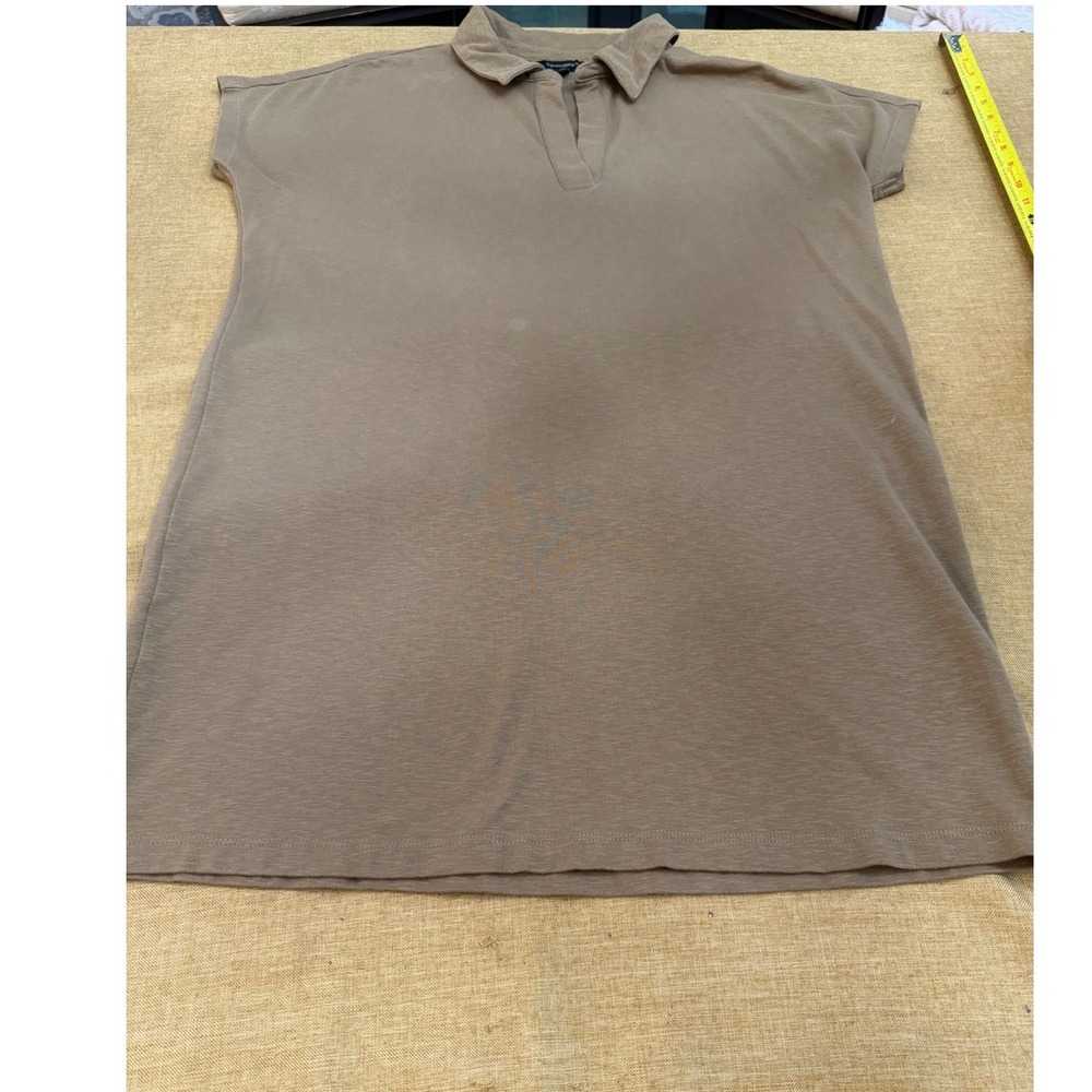 Banana‎ Republic Womens Taupe Brown Slub Jersey Polo Mini Dress Small Cap Sleeve